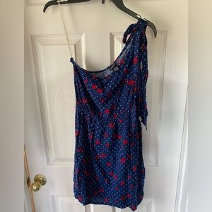 Red, white, and blue, one shoulder dress